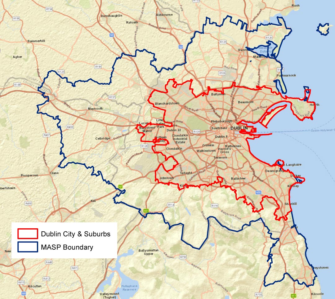Map - Dublin City and Suburbs and MASP boundary