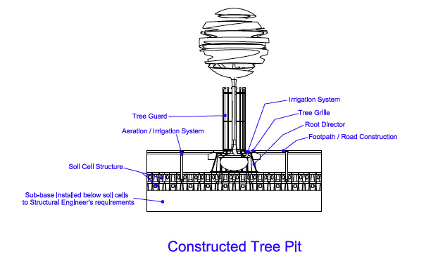 illustration, constructed tree pit schematic